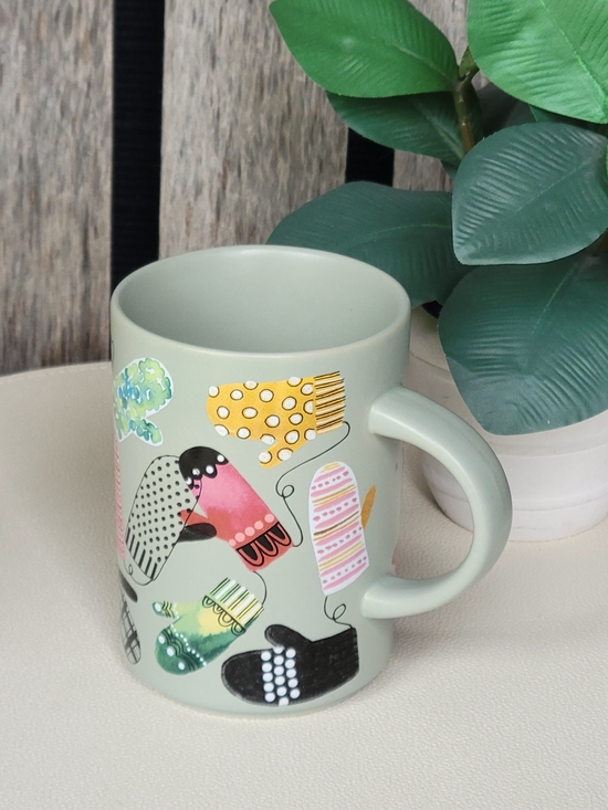 Starbucks Other - Starbucks Sage Green Mug with Multicolor Mittens Design